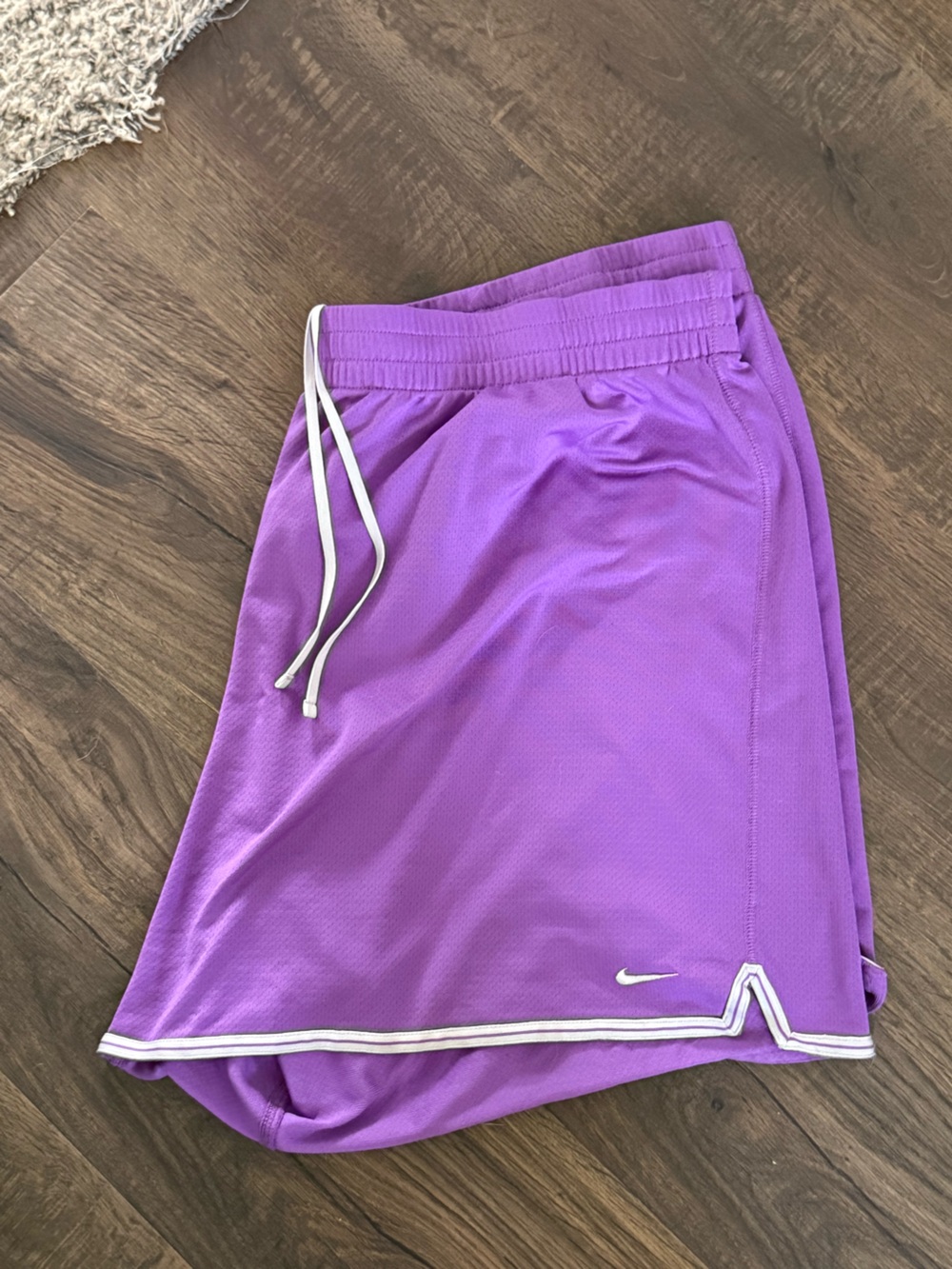 Nike Purple Athletic Shorts with White Drawstring